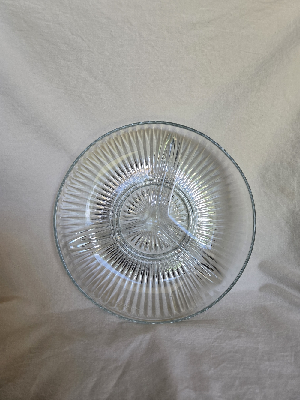 Clear Ribbed Glass Serving Bowl